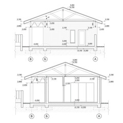 Architectural blueprints of a shed