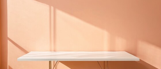 Blurred shadow from palm leaves on the light pink wall. Minimal abstract background for product presentation.