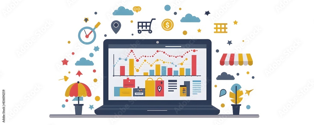 Poster online store s analytics dashboard showcasing traffic sources and conversion rates for e commerce bu