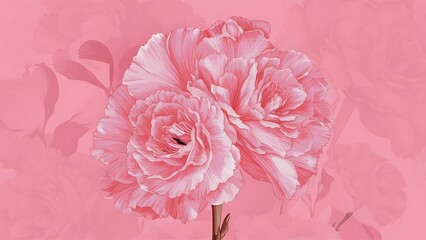 Pink flower lisianthus blossom pattern on pink background