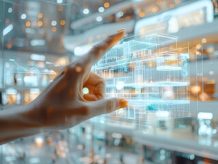 Customer exploring a fully interactive 3D online shopping mall for innovative e commerce concept