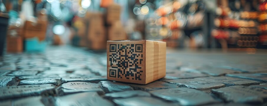 QR Code on Product for Easy Online Store Access Modern Shopping and E Commerce Concept