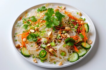 Artfully Arranged Asian Noodles with Fresh Lime and Ginger Sauce
