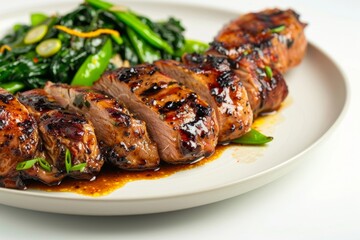 Delicious Grilled Asian Pork Tenderloin with Green Vegetables