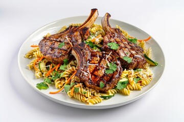 Flavor-packed Asian Glazed Lamb Chops with Creamy Fusilli
