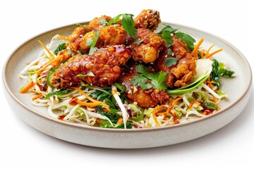 Fototapeta premium Colorful Fried Chicken and Pho Slaw