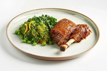 Elegant Duck Confit and Citrus Pea Sprout Salad Plating