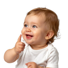 Lovey baby pointing to choose and press transparent background