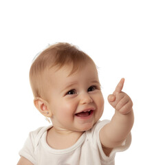 Lovey baby pointing to choose and press transparent background