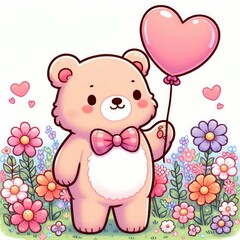 Fototapeta premium teddy bear with flowers