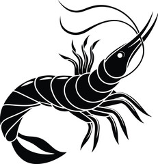 Minimalist Shrimp Silhouette Vector Graphic Designv
