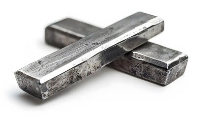 Old Rusty Iridium Bars on White Background: A Precious Metal Story