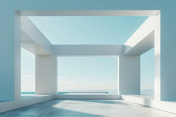 Concrete outdoor square building,Empty architectural background.
