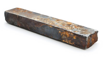 Fototapeta premium Old Rusty Iron Bar on White Background