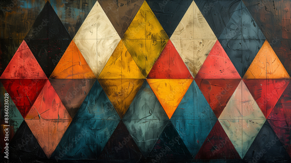 Poster multiple diamonds in various vibrant colors arranged in a pattern against a backdrop.