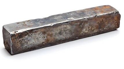 Old Rusty Iron Bar on White Background