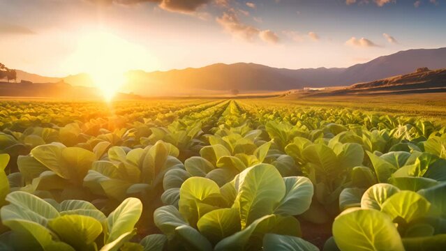 Fresh Bounty: Organic Lettuce Harvest in Sustainable Fields