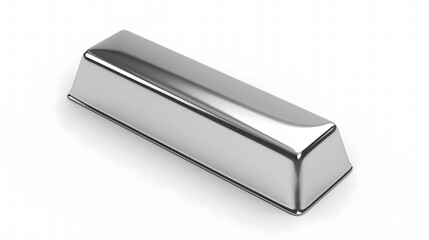 Shiny Titanium Bar: Strong, Durable Metal on White Background