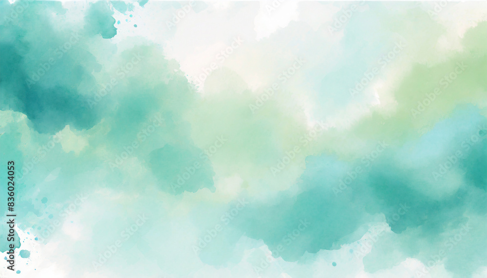 Canvas Prints blue, green, and white watercolor background design - Canvas Prints