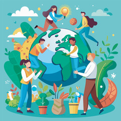 people save earth vector illustration