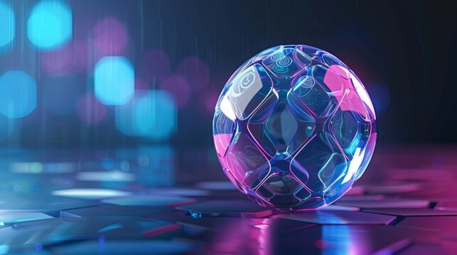 E-learning. Innovative online education technology concept. Webinar, teaching, online training courses. Skill development. Abstract 3D sphere with surface of hexagons with icons