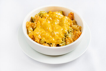 macaroni and cheese on the white