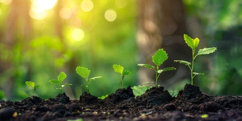 Sunlight Illuminates the Hopeful Sprouting of New Life in a Verdant Forest