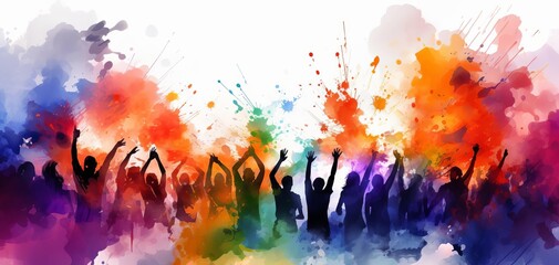 Watercolor style PRIDE Month celebration.