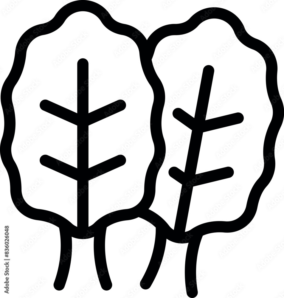 Sticker black and white line art of two stylized tree icons, suitable for various design needs - Stickers