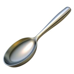 Spoon shiny utensil detailed Metal silver teaspoon.  Silver spoon isolated realistic.  3d render closeup illustration Metal silver 3d render Metal silver teaspoon isolated on white background