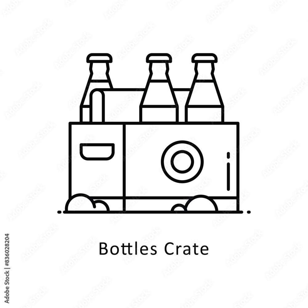Poster bottles crate vector filled outline design illustration. symbol on white background eps 10 file