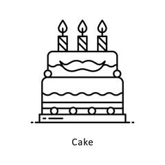 Cake Vector Filled  outline Design illustration. Symbol on White background EPS 10 File