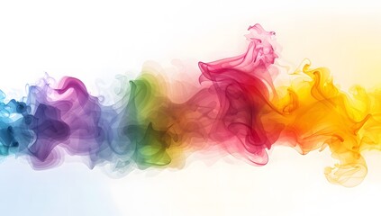 Fototapeta premium Colorful Smoke Splash Design on Rainbow Background with White Space for Text and Decoration