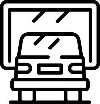 recommend clip art: Line art icon of a car's windshield with rain, depicting driving in bad weather conditions