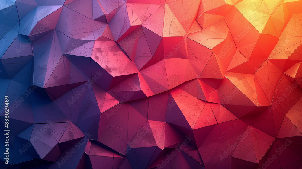 Poster diverse shapes in vibrant colors create a dynamic backdrop.