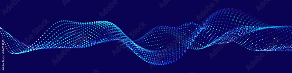 Fototapete Cyber Big Data Flow Particles Bokeh. Digital Neural Network. Concept of AI Artificial Intelligence Technology Machine Deep Learning. Digital Communication. Science Technology Presentation Vector.