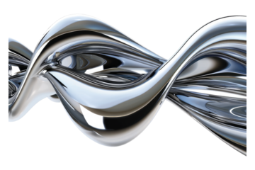 3D rendering wave chrome metallic bond isolated on transparent background