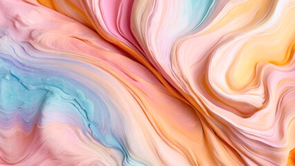 Obraz premium Abstract 3d wavy pastel colored textured background, close-up. Generative AI.