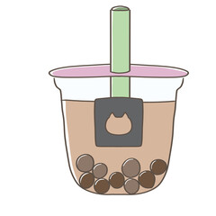 可愛いカップのタピオカミルクティー