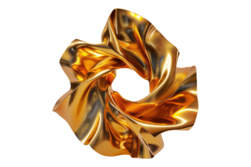 Abstract gold shape isolated on transparent background