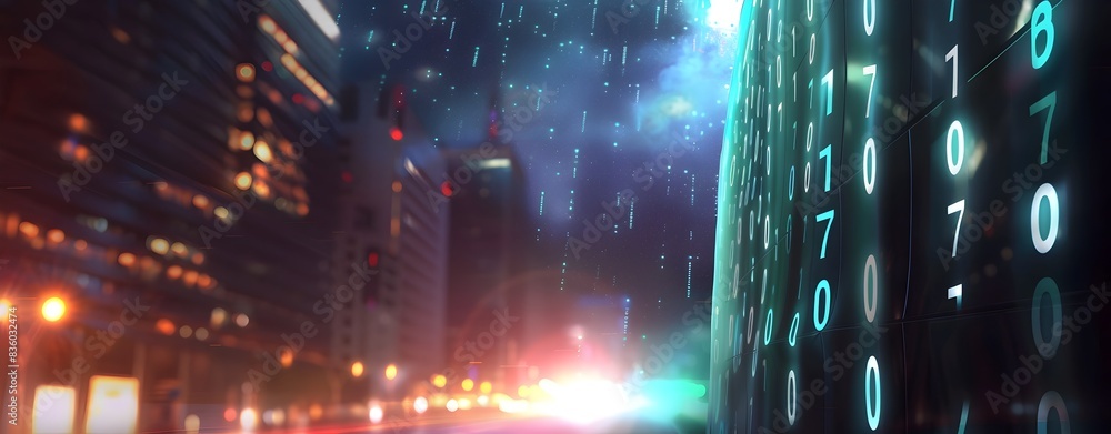 Poster binary data and technology concept digital age information exchange high photo