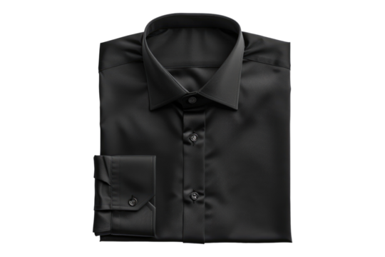 Black classic folded nice Shirt isolated on transparent background