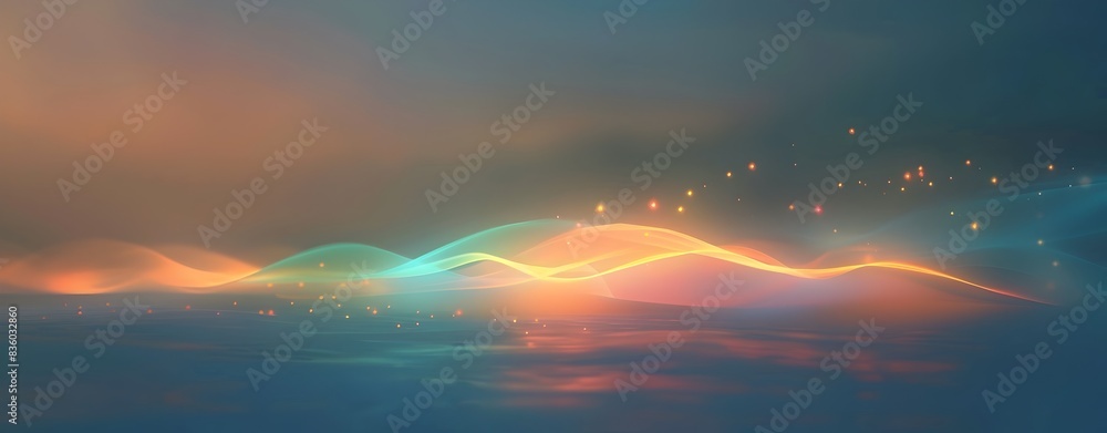 Poster Futuristic Tech Abstract Background with Glowing Light Blue and Pink Dots on a Dark Blue Surface  Network Connection Structure and Big Data
