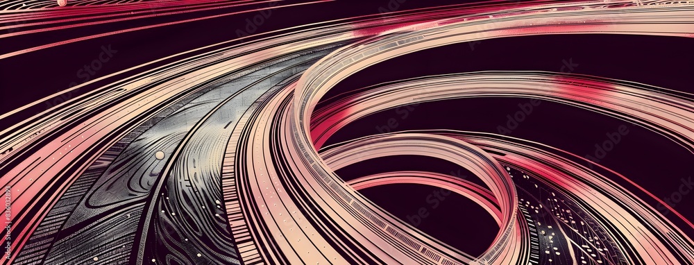 Poster blue and orange light rays representing data transfer speed in a futuristic cyber network concept