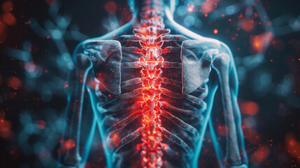 3D medical illustration of a human skeleton for studying anatomy and bone structure