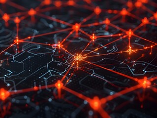 Obraz premium Intricate Digital Network of Luminous Connections and Patterns