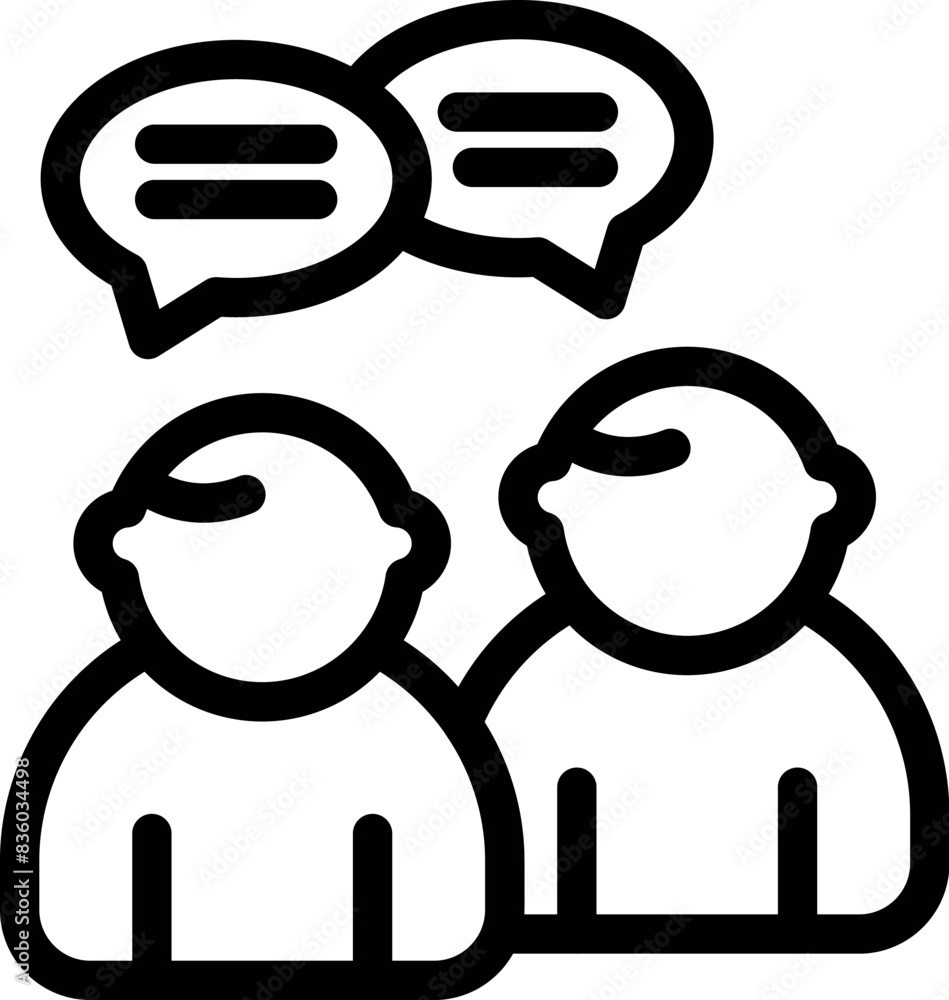 Poster simple and minimalist black and white conversation icon illustration with speech bubble and dialogue