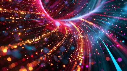 Fototapeta premium Mesmerizing Cosmic Explosion of Radiant Fireworks in Starry Galaxy