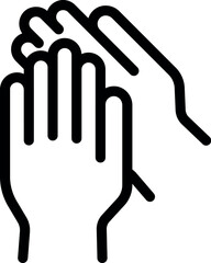 Clapping hands line icon in black and white isolated on white background. Simple, minimalist vector graphic symbol for congratulation, celebration, praise, and support