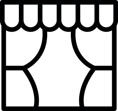 recommend clip art: Simple black and white outline icon vector illustration of a storefront with awning, perfect for web, user interface, app, and logo design in modern urban architecture and commercial business